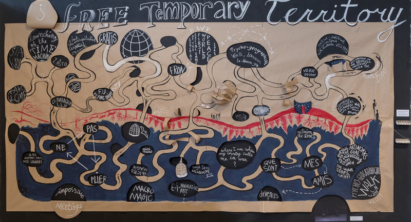 Migrative Art Collective​, Free Temporary Territory, 1991 - 2019, drawing on paper. Courtesy of the artists.